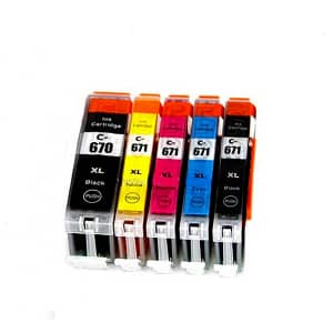CLI-671XL Compatible Bundle - PGI 670XL -5 Cartridges